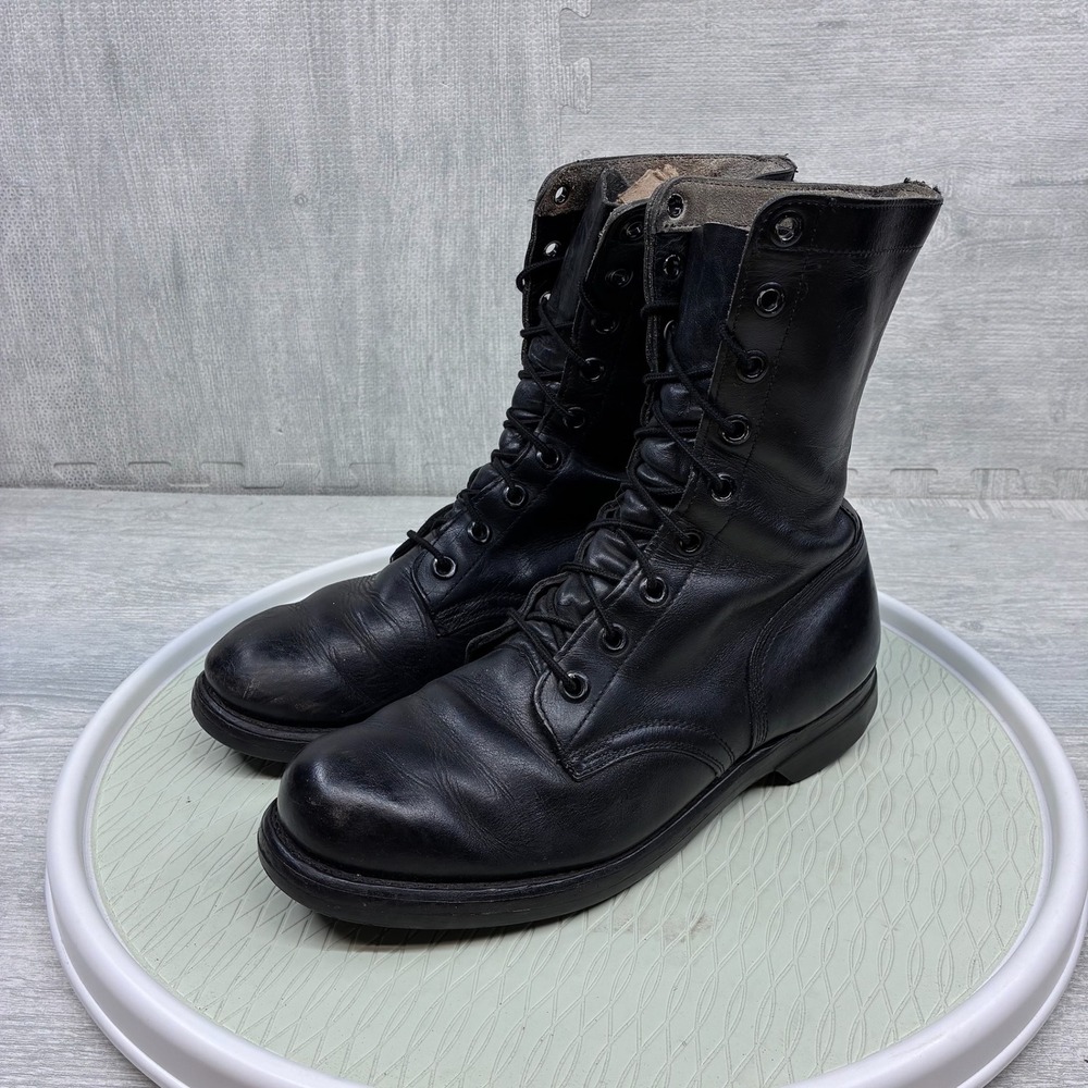 Vintage 1990 Addison Shoe Co. Military Boots Mens 9R Black Grunge Punk Combat